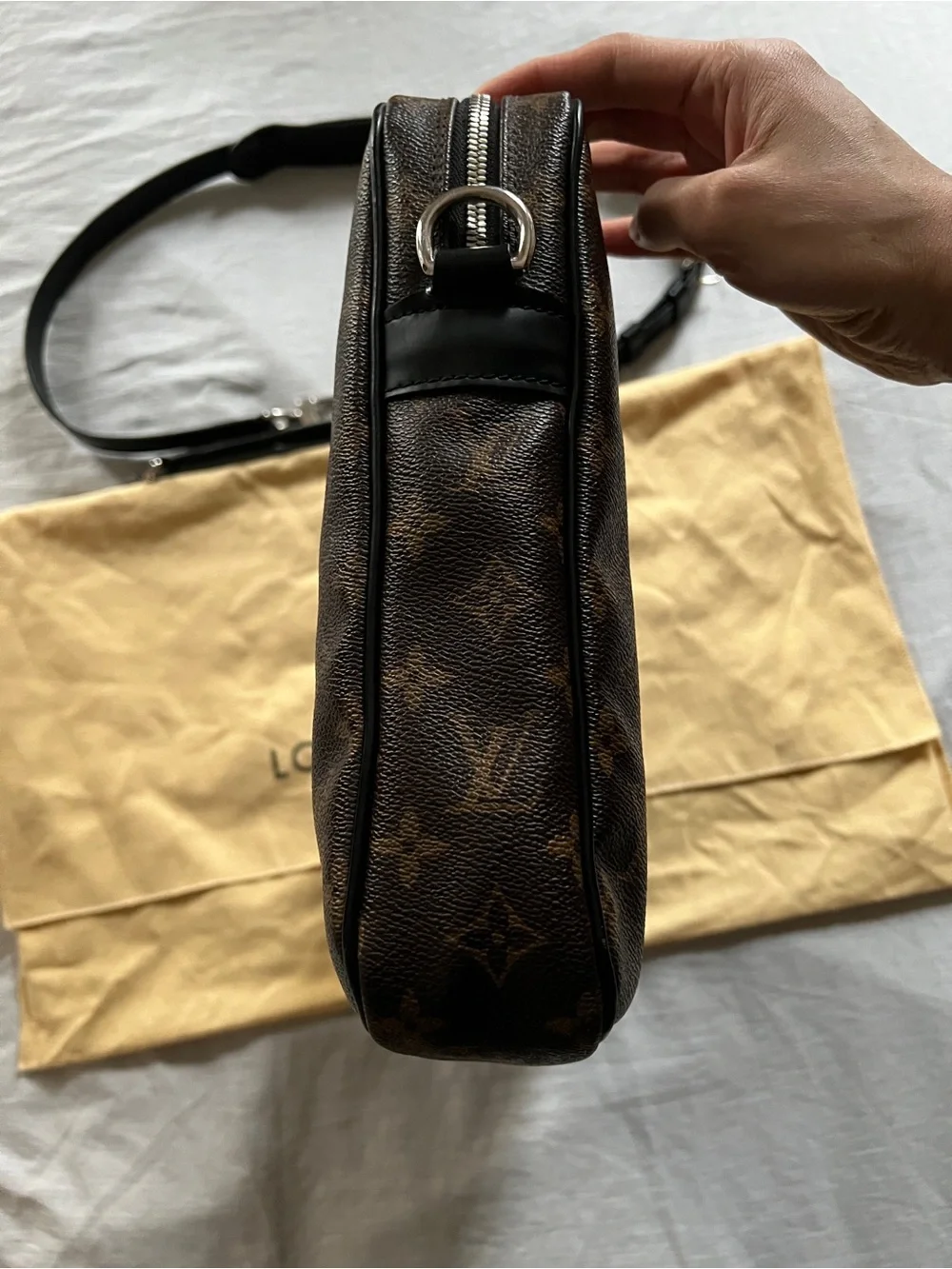 Authentic Louis Vuitton Monogram Macassar Porte Documents Voyage PDV Pm Bag